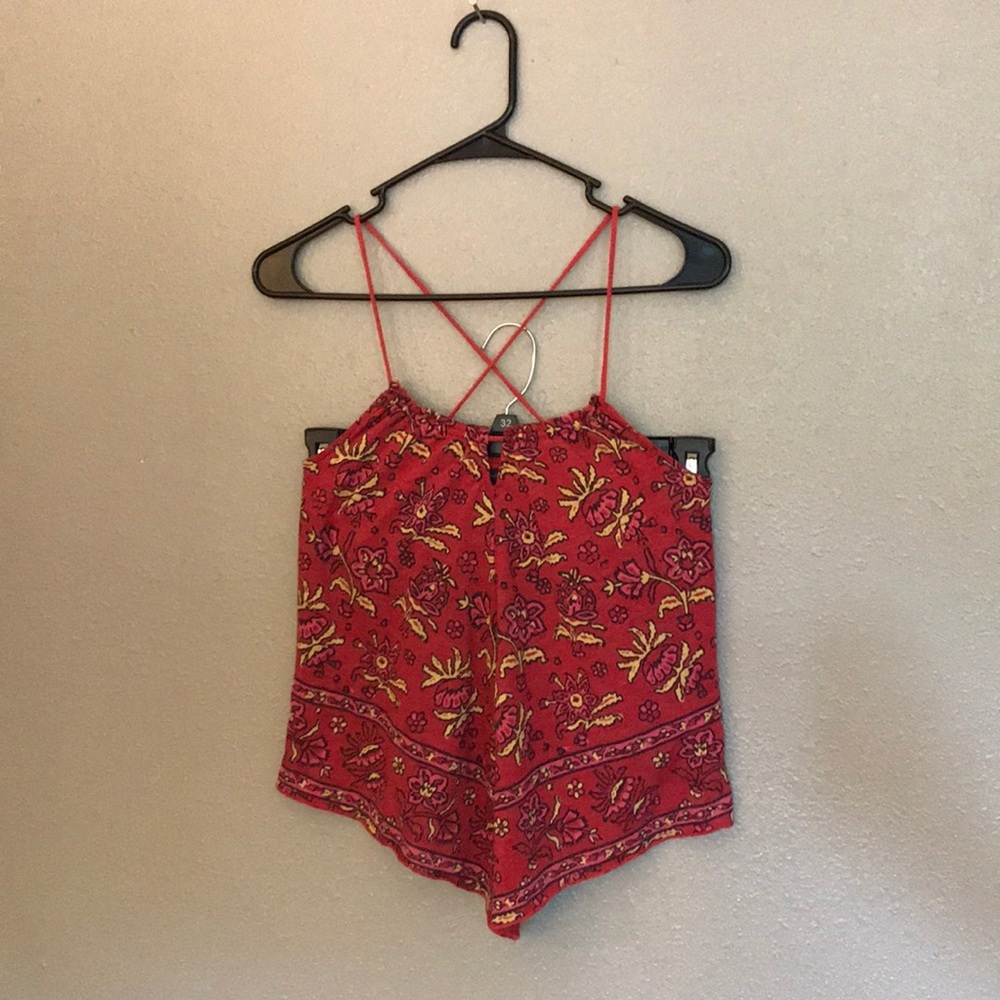 Red and Yellow Flowered Top